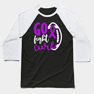 Football Tackle Go Fight Cure Pancreatic Awareness Purple Ribbon Warrior Support Baseball T-Shirt